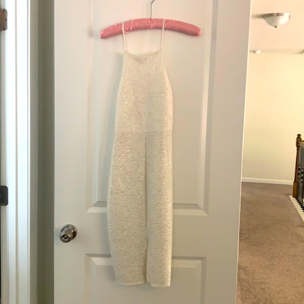 Speckling white midi dress